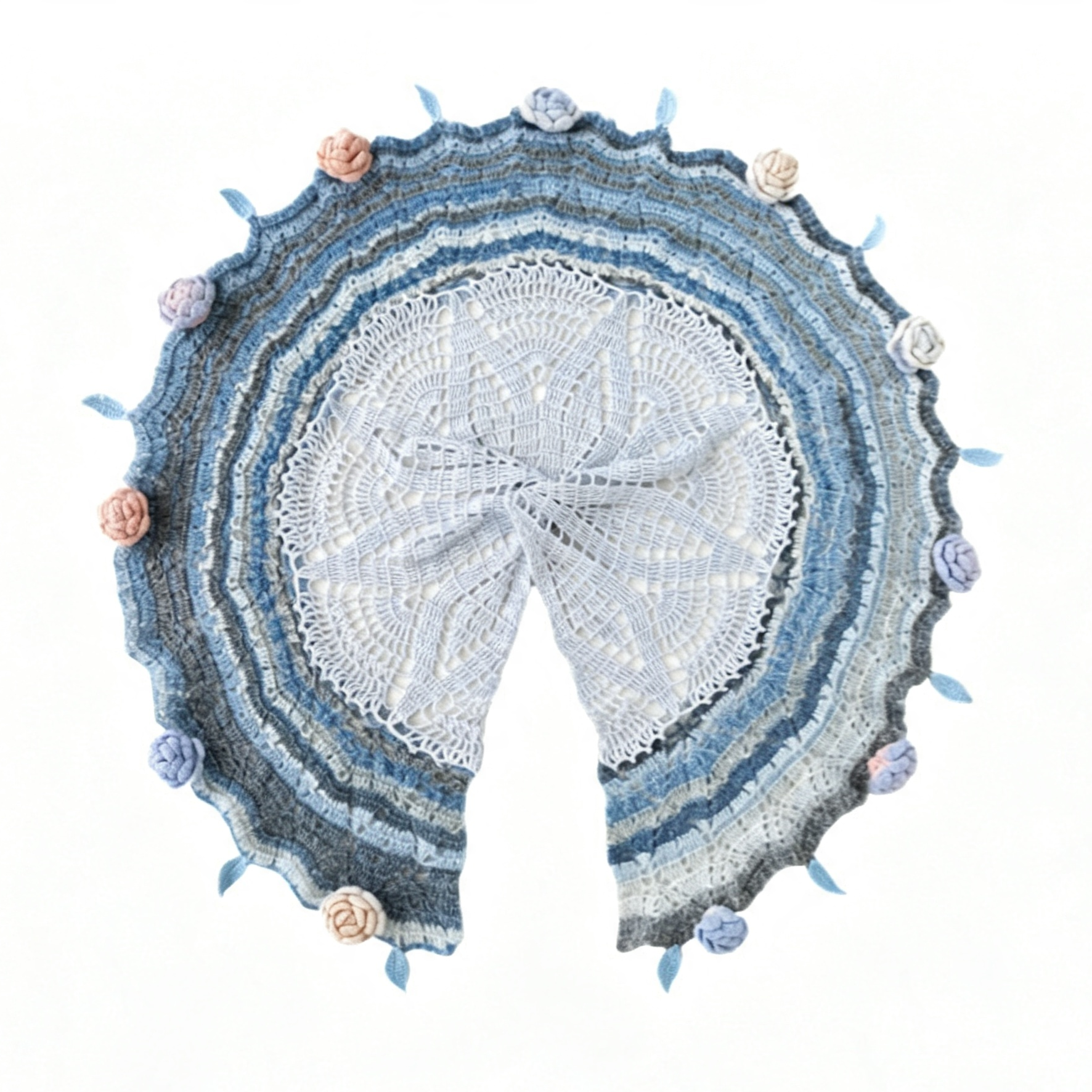 Rose Bouquet Shawl Cape | Snowfeil Milk Cotton Yarn Crochet DIY Kit – Handmade Floral Wrap
