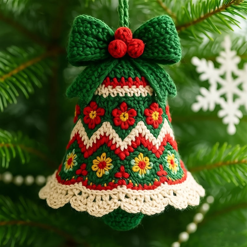 Christmas Bell Crochet Kit | DIY Yarn Ornament Making Set – Handmade Holiday Gift