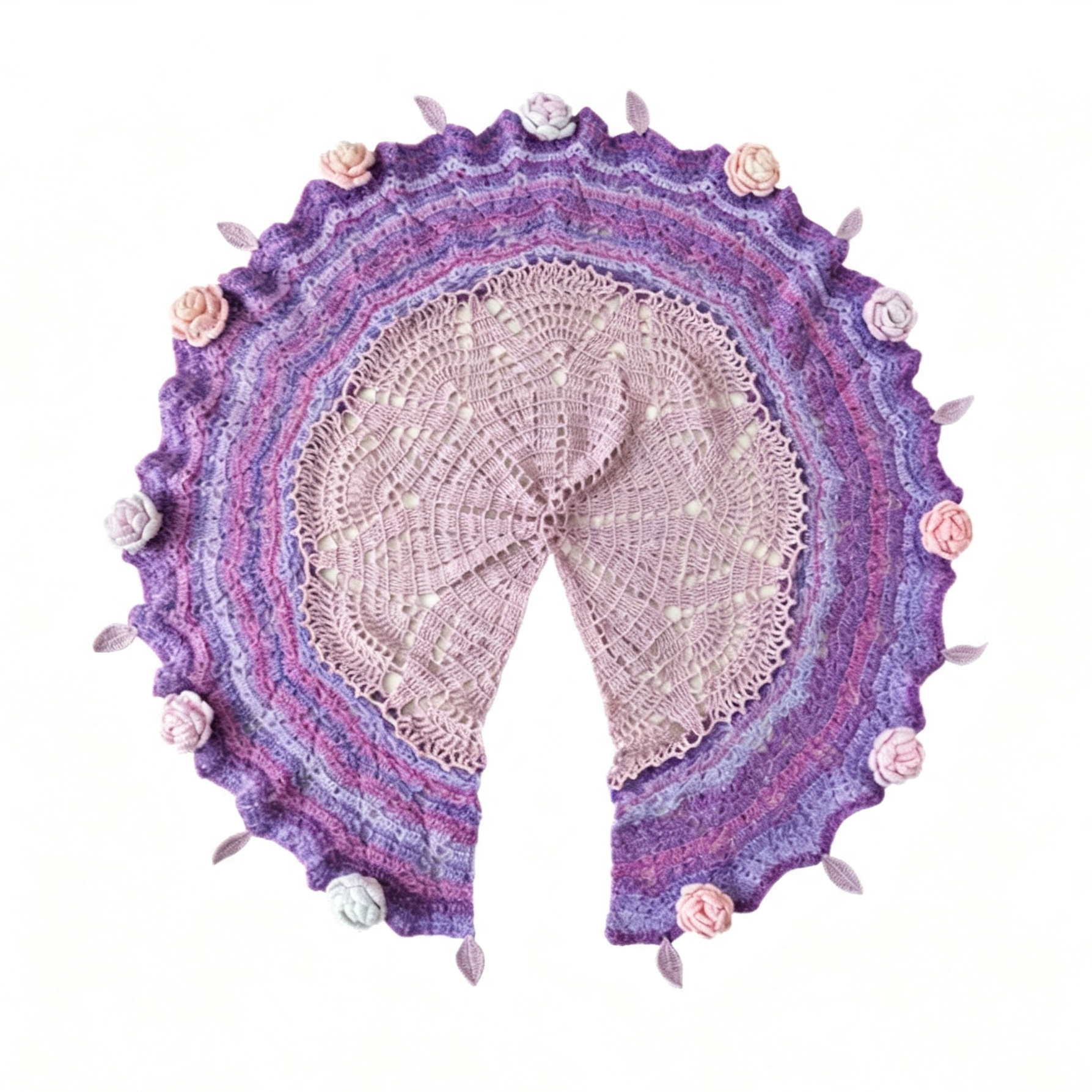 Rose Bouquet Shawl Cape | Snowfeil Milk Cotton Yarn Crochet DIY Kit – Handmade Floral Wrap