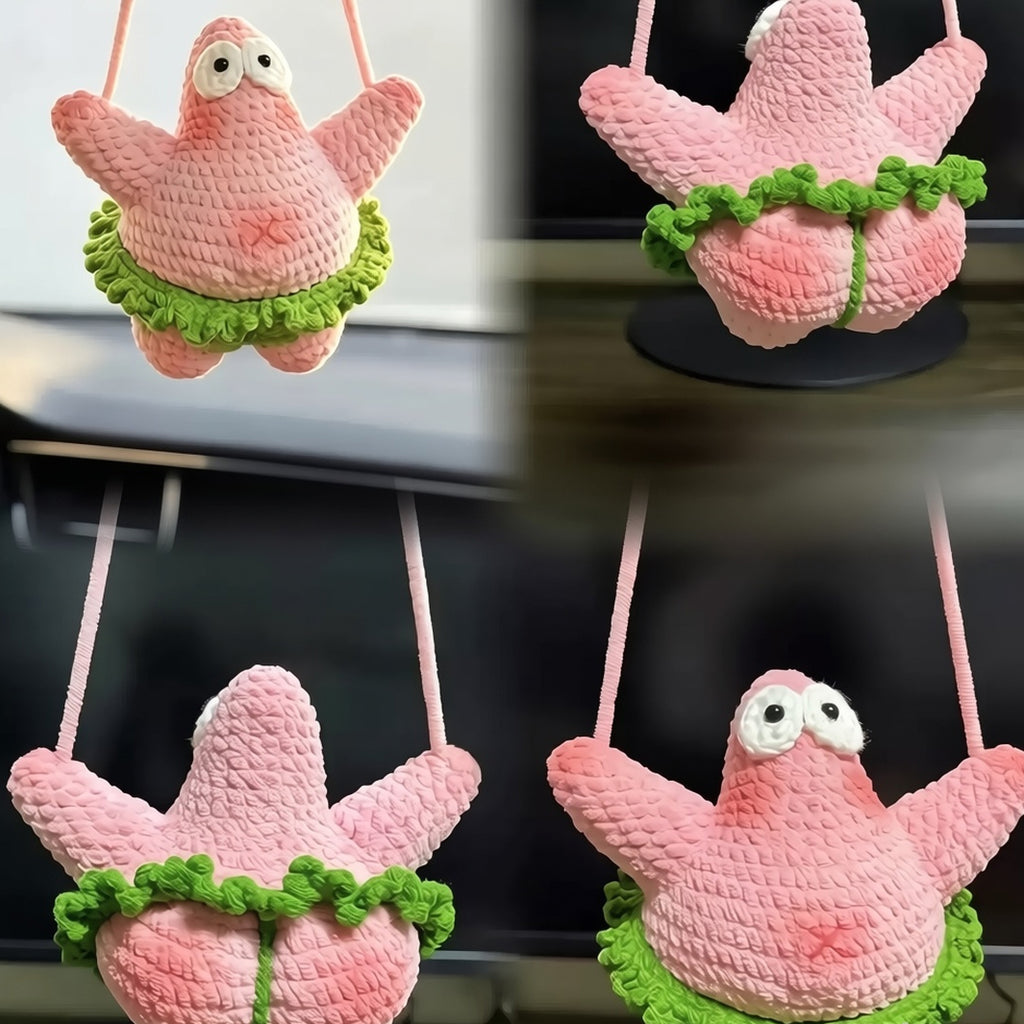 Patrick Star Crochet Plush Doll | Handmade Amigurumi Pendant & DIY Kit – 2 Styles