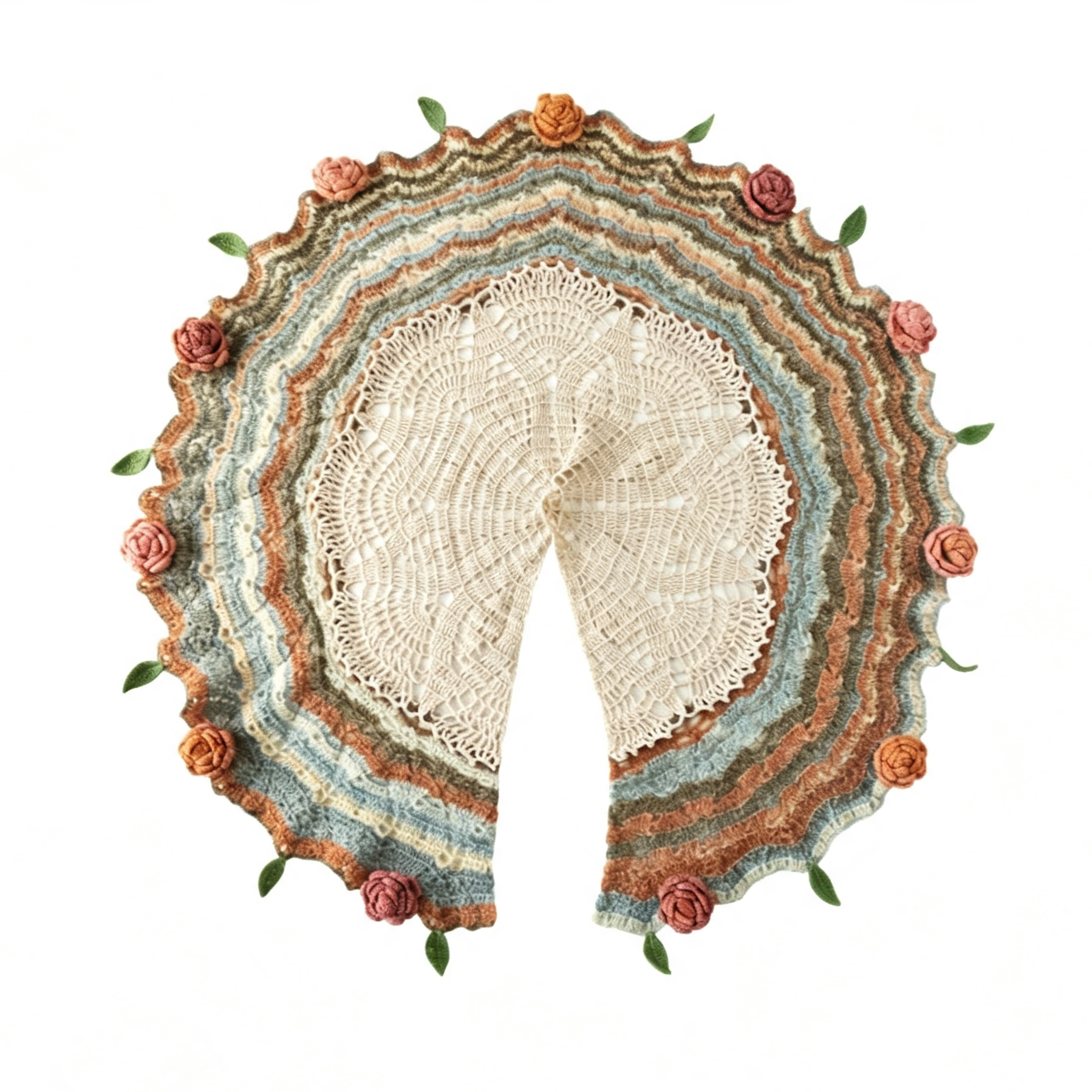 Rose Bouquet Shawl Cape | Snowfeil Milk Cotton Yarn Crochet DIY Kit – Handmade Floral Wrap