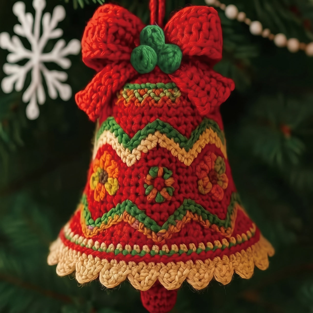 Christmas Bell Crochet Kit | DIY Yarn Ornament Making Set – Handmade Holiday Gift