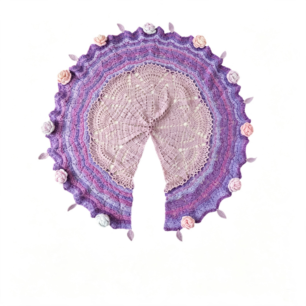 Rose Bouquet Shawl Cape | Snowfeil Milk Cotton Yarn Crochet DIY Kit – Handmade Floral Wrap