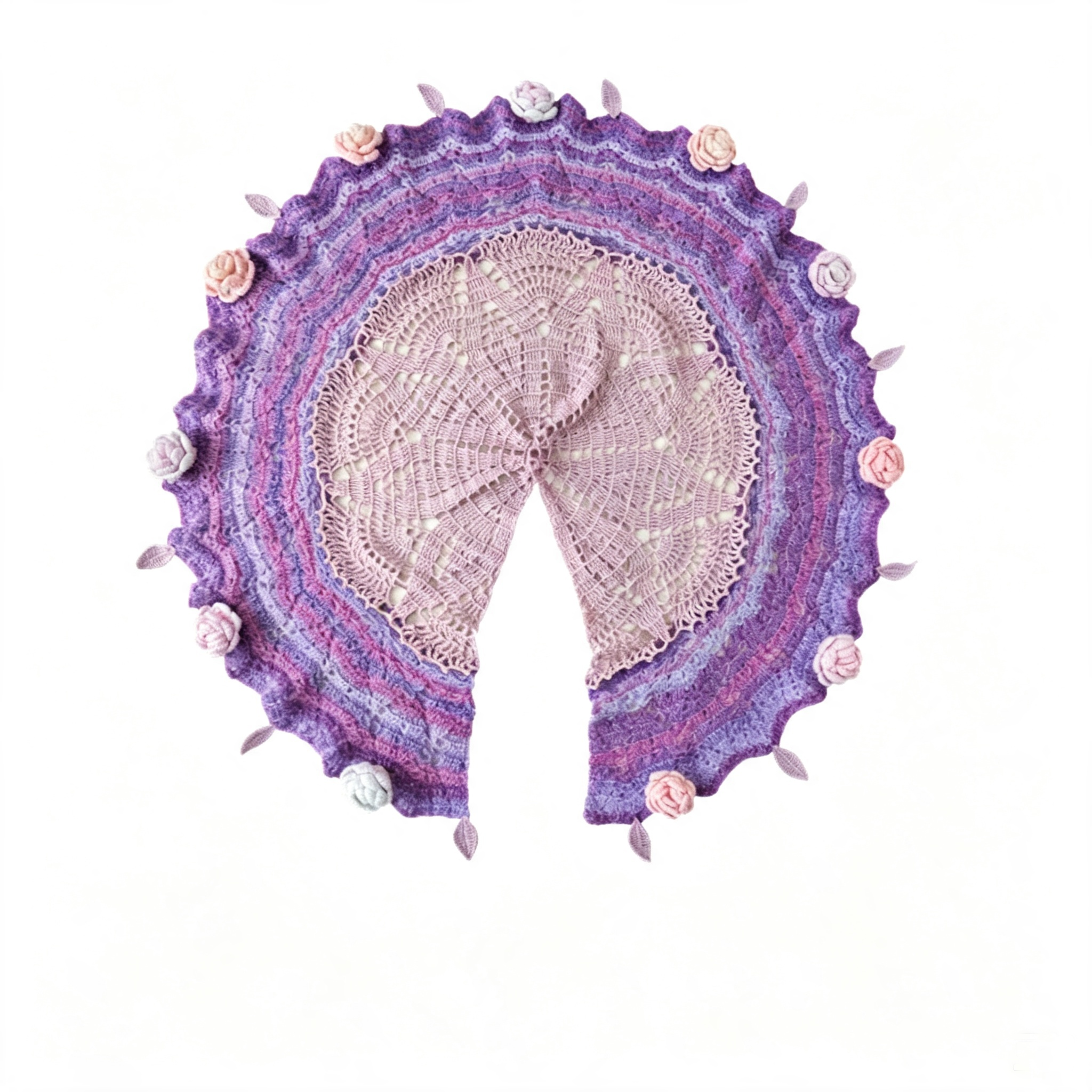 Rose Bouquet Shawl Cape | Snowfeil Milk Cotton Yarn Crochet DIY Kit – Handmade Floral Wrap
