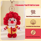 Handmade Crochet Clown Doll Keychain | Cute Cartoon Yarn Figure Bag Charm – 10cm Kawaii Gift