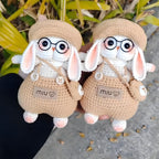 Cartoon Sugar Bunny Crochet Kit | Long-Ear Amigurumi Doll & Keychain