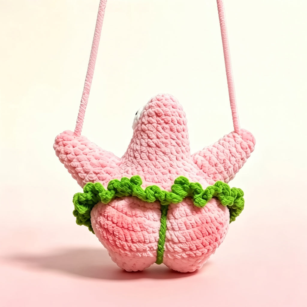 Patrick Star Crochet Plush Doll | Handmade Amigurumi Pendant & DIY Kit – 2 Styles