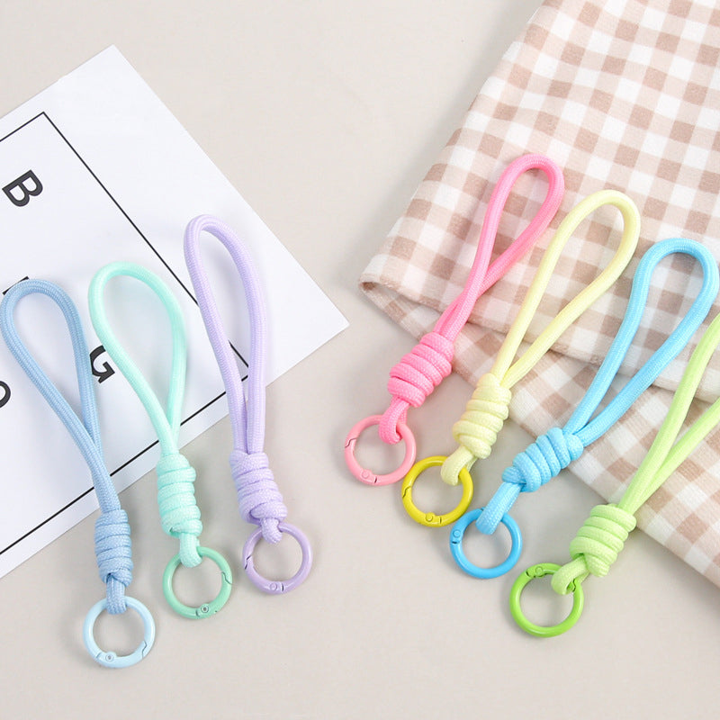 Handmade Woven Phone Wrist Strap | Colorful Braided Cotton Lanyard with Spring Clasp – DIY Keychain Accessory