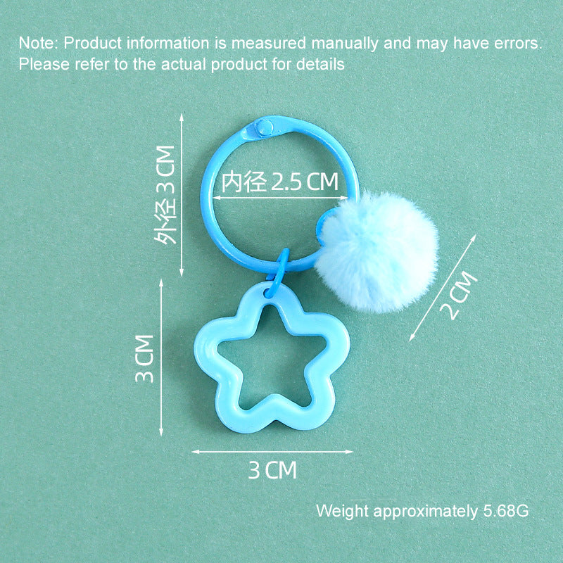 Star Keychain Ring with Pom-Pom | Colorful Pentagram Charm Pendant for DIY Bags & Keys | Joyclub