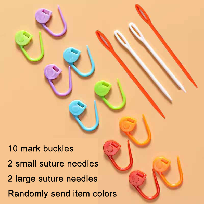 Plastic Knitting Sewing Needles & Stitch Markers Set – Essential Hand Knitting Tools for Yarn Crafts