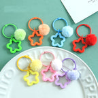 Star Keychain Ring with Pom-Pom | Colorful Pentagram Charm Pendant for DIY Bags & Keys | Joyclub