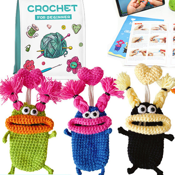 DIY Crochet Material Kit | Amigurumi Animals, Plants & Dolls – 17 Styles with English Tutorial