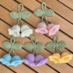 Handmade Lily Flower Crochet Keychain – Wool Knitted Pendant Multiple Colors