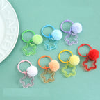 Star Keychain Ring with Pom-Pom | Colorful Pentagram Charm Pendant for DIY Bags & Keys | Joyclub