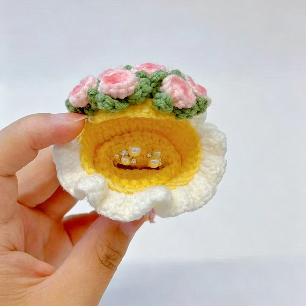 Mini Bouquet Ring Box Crochet Kit | Handmade DIY Material Kit for Proposal & Gifts