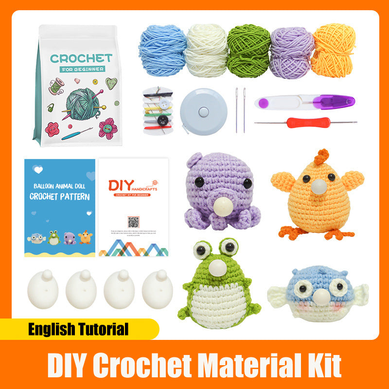 DIY Crochet Material Kit | Amigurumi Animals, Plants & Dolls – 17 Styles with English Tutorial