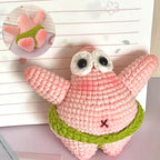 Patrick Star Crochet Plush Doll | Handmade Amigurumi Pendant & DIY Kit – 2 Styles