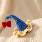 Snow White Crochet Hat Hair Clip | Handmade Yarn Princess Birthday Headpiece