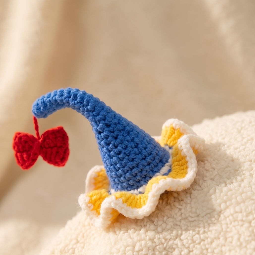 Snow White Crochet Hat Hair Clip | Handmade Yarn Princess Birthday Headpiece
