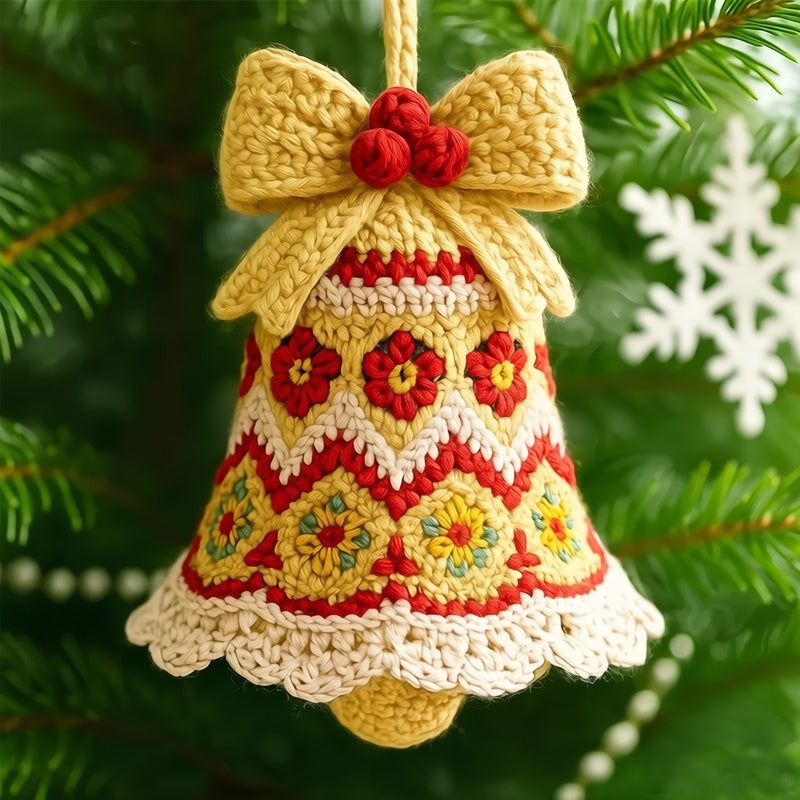 Christmas Bell Crochet Kit | DIY Yarn Ornament Making Set – Handmade Holiday Gift