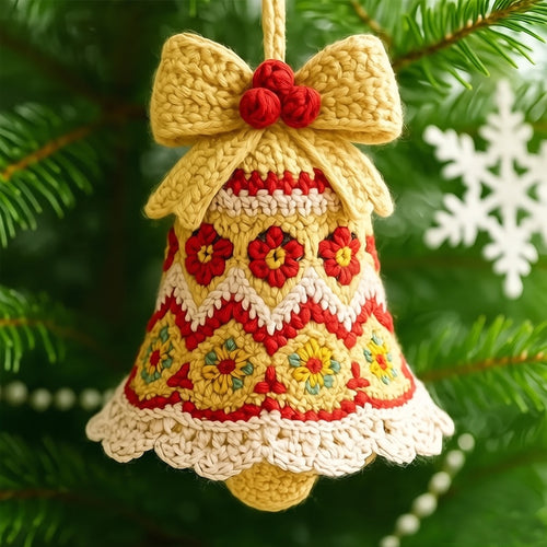 Christmas Bell Crochet Kit | DIY Yarn Ornament Making Set – Handmade Holiday Gift