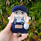 Cartoon Sugar Bunny Crochet Kit | Long-Ear Amigurumi Doll & Keychain